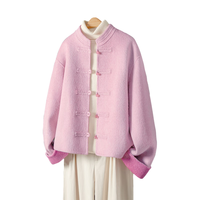 她池绵羊毛新中式双面呢外套女2025冬装新款立领盘扣短上衣