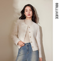 BBLLUUEE/粉蓝衣橱2025冬奢华粗花呢短外套  香草杏 S