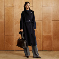 伊芙丽（eifini）【送水桶包】蒋欣代言羊毛羊绒毛呢外套收腰系带立领大衣2025冬季 藏冬青 送价值798水桶包 XL 135-150斤