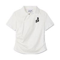 丽丽 LILY2024夏新款女装新中式复古撞色绣花时尚都市通勤款T恤上衣女 601白色