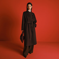 伊芙丽（eifini）【送水桶包】蒋欣代言羊毛羊绒毛呢外套收腰系带立领大衣2025冬季 咖啡 送价值798水桶包 L 120-135斤