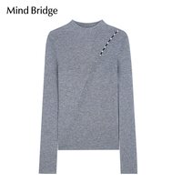 MindBridge【可机洗】女士半高领毛衣2025年秋设计感修身羊毛针织 中灰 165/M