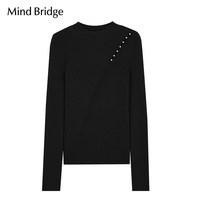 MindBridge【可机洗】女士半高领毛衣2025年秋设计感修身羊毛针织 特黑 165/M