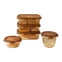 希乐扣耐热玻璃饭盒保鲜盒便当盒汤碗 烤箱冰箱微波炉饭盒 长三隔+圆+包 【三件套】大长三隔+小圆 赠包具