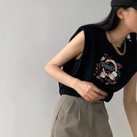 美式复古黑色吊带背心女内搭夏季2025甜辣无袖t恤小上衣外穿 M