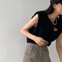美式复古黑色吊带背心女内搭夏季2025甜辣无袖t恤小上衣外穿 M