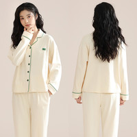 猫人睡衣秋冬季2025100%棉男女士长袖简约高级轻奢家居服套装 1号女士家居服套装 100%纯棉 2XL 【适合140-160斤】