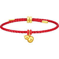 周大福 亮面金光福禄葫芦本命年足金黄金吊坠配绳男女同款EOR1226 EOR1226