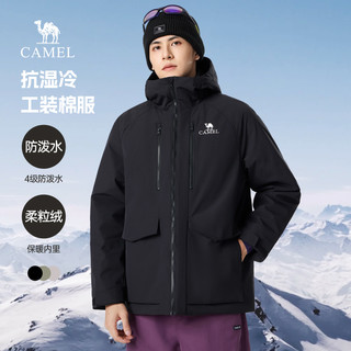 CAMEL骆驼男装夹克棉服男秋冬季2025工装防水加绒加厚保暖棉衣外套 M34CAEC735 橡木灰 3XL