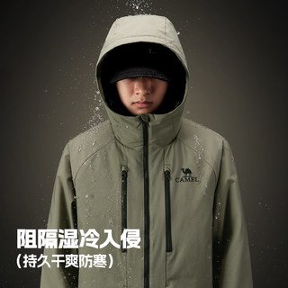 CAMEL骆驼男装夹克棉服男秋冬季2025工装防水加绒加厚保暖棉衣外套 M34CAEC735 橡木灰 3XL