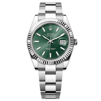 ROLEX 日志型 自动机械机芯 100米防水 日期显示41mm 男表 瑞表薄荷绿色