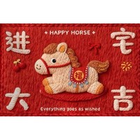 爱因斯毯 马年卡通地垫2026新年喜庆脚垫入户门垫玄关水晶绒40x60cm