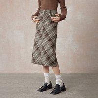 A21 女装 少女时尚千鸟格中长裙 F441217016-M