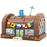 X砖区 AREA-X砖区海绵宝宝系列积木玩具潮玩拼搭圣诞 菠萝屋蟹堡王石像屋