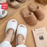88VIP：名创优品 复古风简约百搭羊羔毛棉拖