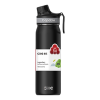 希乐（cille）大容量保温杯316不锈钢车载水杯子男士外出便携式水壶磨砂黑760ml