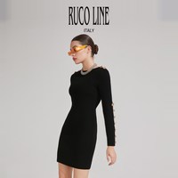 RUCOLINE Ruco Line如卡莱针织V领修身气质连衣裙女商场同款
