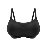 幸棉 外扩显大内衣女无尺码聚拢无痕漫画胸文胸软支撑胸罩 黑色（附2对杯垫）