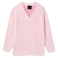 【柔雾天使】BOYLONDON春秋仿貂绒潮牌女款V领长袖针织毛衣W60902
