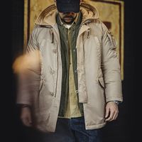 马登 MADEN工装 美式N3B飞行员夹克棉服军事风加厚中长款连帽外套男秋冬