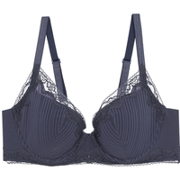 爱慕文胸女士内衣女21SS裸感3/4无纺布大罩杯薄款聚拢文胸罩AM125541 夜影蓝 80E 36/80E