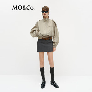 MO&Co. 摩安珂 卡其绿色 S 160 短款收腰哈灵顿夹克