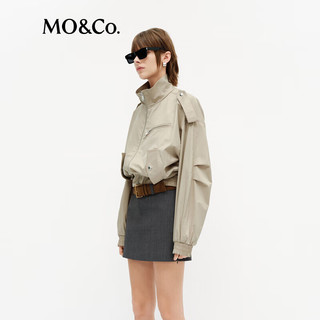 MO&Co. 摩安珂 卡其绿色 S 160 短款收腰哈灵顿夹克