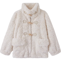 DGOV羊羔毛外套女皮毛一体秋季2025新款加厚小香风羊羔绒短外套牛角扣 米白色zt