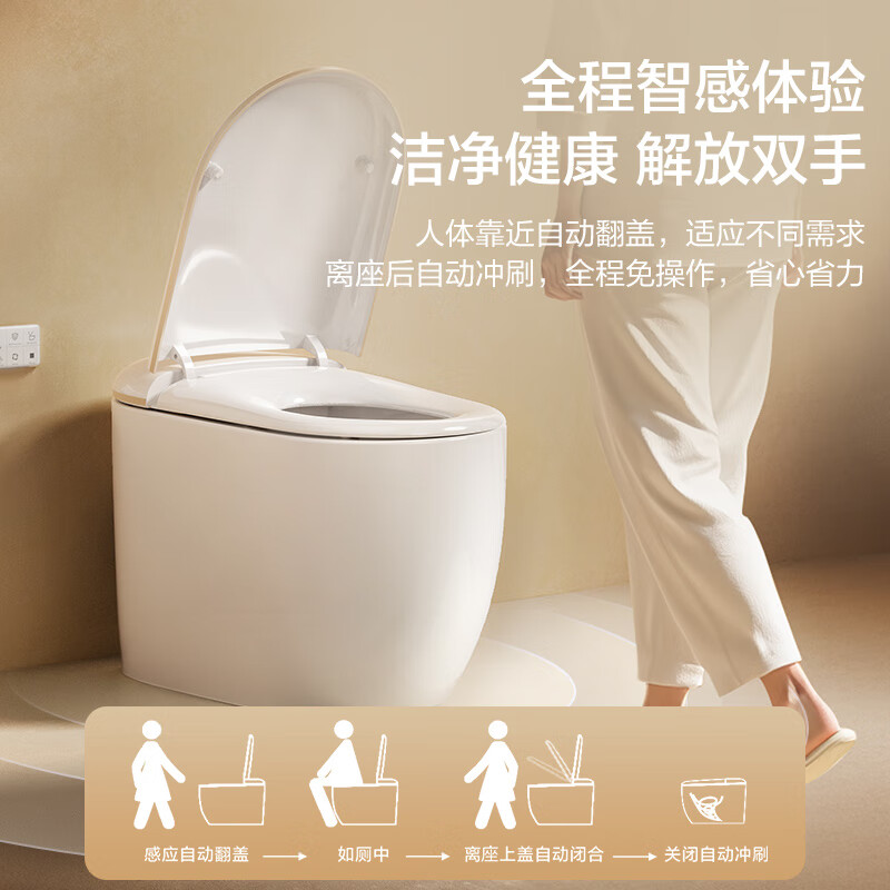 AXENT恩仕Novia诺亚智能马桶烘干加热自动冲水感应翻盖自动智能坐便器 E601-01陨石灰/全功能