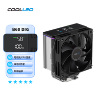 COOLLEO酷里奥B60 DIG智能数显版CPU风冷散热器台式电脑(高温预警 支持超频 单塔逆重力六热管 1700/AM5) B60-DIG