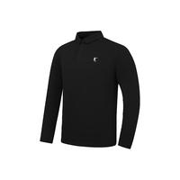 乔丹长袖男t恤polo衫透气吸湿速干衣运动休闲外套上衣 黑色 L