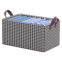 友纳 Youna衣服收纳箱家用大容量衣物裤子布艺整理筐衣柜分层收纳储物盒 黑色千鸟格-25#【40*27*21cm】 拍一fa五【双层加厚/叠放稳固】