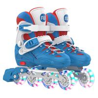斯威（SWAY） 轮滑鞋儿童溜冰鞋男女童初学者套装滑轮鞋滑冰旱冰鞋成人直排轮 波蓝八轮全闪【专业头盔护具】一体支架 L(适合12岁-成人)平时鞋码36-41