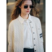 【100%绵羊毛】25秋冬高级感撞色条纹绞花学院风休闲针织开衫