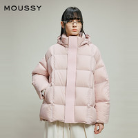 moussy 2025冬季90连帽加厚保暖短款面包羽绒服028IAA30-1047 090粉红色 均码