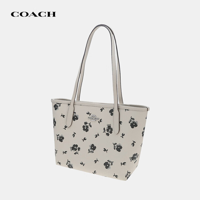 PLUS会员：COACH 女包CITY23通勤单肩托特包 白垩彩CBL04 圣诞礼物