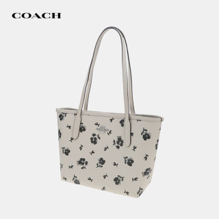 PLUS会员：COACH 女包CITY23通勤单肩托特包 白垩彩CBL04 圣诞礼物