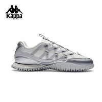 卡帕（Kappa）背靠背芭蕾风运动鞋女新款网面透气复古薄底休闲慢跑鞋 K0F65MM22 冬日白/冷灰色/银色-0106 3
