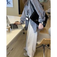 小众韩系格子衬衫早秋百搭宽松慵懒风上衣外搭格纹外套