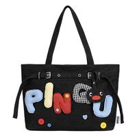 出走 Pingu新款女生大容量牛仔手提包托特包日常外出单肩包水桶包 牛仔