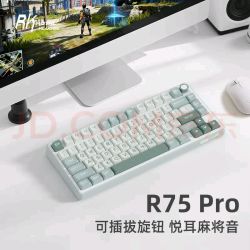 ROYAL KLUDGE RK R75Pro机械键盘 可插拔旋钮 Hifi麻将音 炫酷灯光