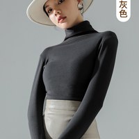 磨毛打底衫女秋冬季保暖内搭黑色半高领长袖双面加绒加厚2025 S