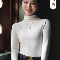 磨毛打底衫女秋冬季保暖内搭黑色半高领长袖双面加绒加厚2025 XL