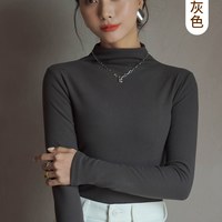 磨毛打底衫女秋冬季保暖内搭黑色半高领长袖双面加绒加厚2025 S