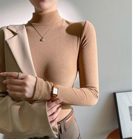 磨毛打底衫女秋冬季保暖内搭黑色半高领长袖双面加绒加厚2025 L