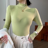磨毛打底衫女秋冬季保暖内搭黑色半高领长袖双面加绒加厚2025 S