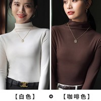 磨毛打底衫女秋冬季保暖内搭黑色半高领长袖双面加绒加厚2025 M