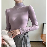 磨毛打底衫女秋冬季保暖内搭黑色半高领长袖双面加绒加厚2025 XL