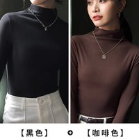 磨毛打底衫女秋冬季保暖内搭黑色半高领长袖双面加绒加厚2025 S