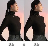磨毛打底衫女秋冬季保暖内搭黑色半高领长袖双面加绒加厚2025 S